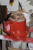 das ganz frisch lackierte Motorgehäuse
