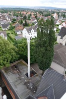 Seltener Blick von oben aus dem Korb der Drehleiter auf die HLS